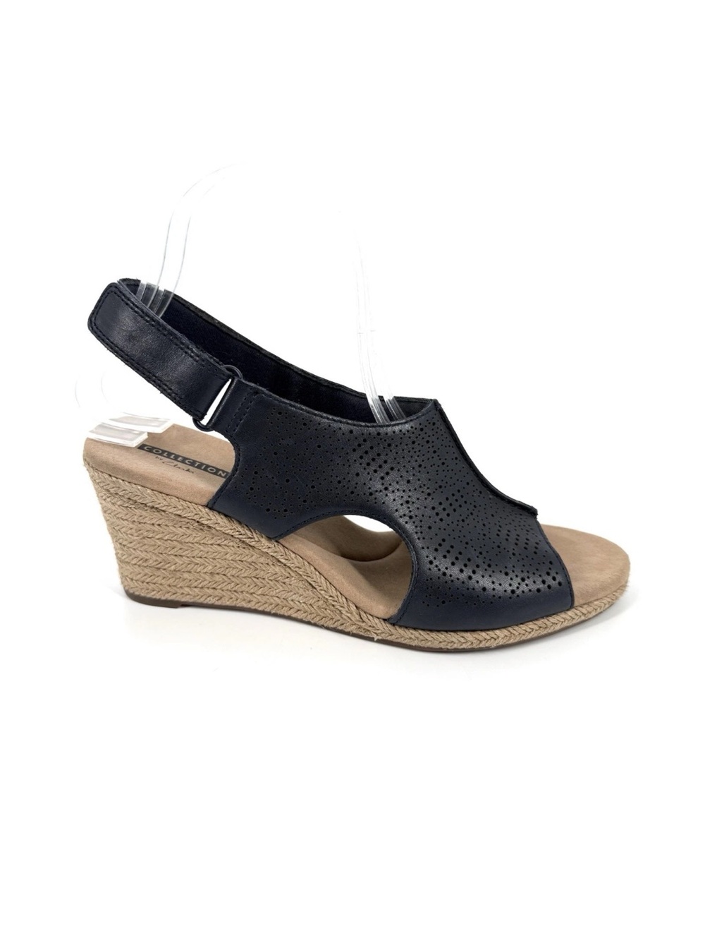 Clarks Lafley Rosen Sandals Womens Size 8 Navy Blue Espadrille Wedge